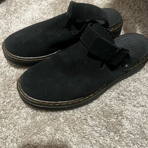 Dr. Martens Women's Carlson Suede Slingback Mules in black.